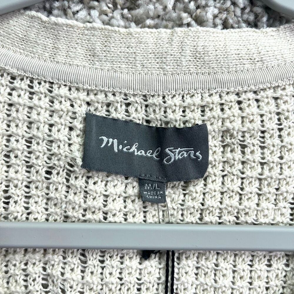 Michael Stars Cardigan Sweater Women’s M/L Parchment Slub Cotton Knit Snap NWT - Picture 2 of 6